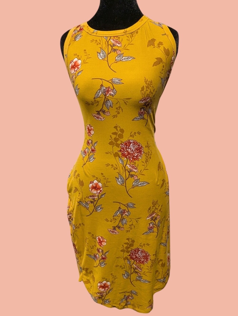 Yellow Floral Bodycon Dress